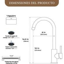 htyAPPASO Mezclador de Cocina en Acero Inoxidable SUS304 Niquel Cepillado Mezclador Monomando de Fregadero de Cocina Giratorio 360° con 2 Conductos de Agua Caliente y Friayfg - 666BNNquel - Ver 6