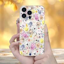 Adorable funda con diseño de animal print kawaii, compatible con iPhone 16, 15, 14 Pro Max, 13, 12, 11, XR y XS Plus. Fabricada en silicona TPU, ofrece protección contra golpes y caídas, además de una excelente sensación al tacto. Es el regalo ideal para familiares, amigos y seres queridos. - transparente - Ver 1