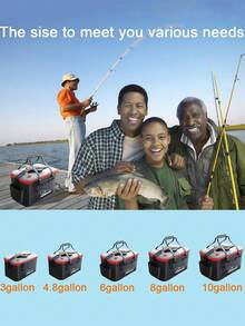 1个可折叠钓鱼桶，多功能EVA钓鱼袋，活饵容器和鱼类保鲜桶，10加仑/8加仑/6加仑/4.8加仑/3加仑活鱼容器（多功能EVA户外可折叠鱼袋 - 活饵和鱼类保鲜容器 - 8加仑、6加仑、4.8加仑、3加仑可折叠饵料桶，多功能鱼桶，活鱼容器，鱼类保鲜桶，户外露营钓鱼袋）