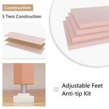 Cómoda de sauce negro para recámara, cambiador ancho y cómoda para clóset, soporte de TV de 47 pulgadas con gran almacenamiento, cómoda de tela larga de 10 cajones con marco de metal para - color: rosa - Ver 3