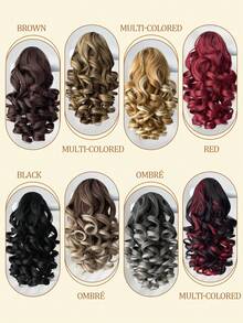 14英寸深波浪耐热合成爪形马尾假发，有黑色、棕色、渐变棕色、灰色可选，适合女性在圣诞节、万圣节、音乐节、派对和日常佩戴。 - 拼色 - 查看 6