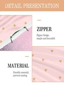 1/2Pcs Pink Gold Heart Print Kids Bedding Set, Reversible Purple Glitter Duvet Cover With Pillowcase, Cute Girly Toddler Bedding - Multicolor - View 6