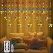 Bộ 1 đèn rèm sao Ramadan - 120 đèn LED, nguồn USB, trang trí cửa sổ và phòng ngủ cho lễ Eid, đám cưới, tiệc tùng và trang trí nhà cửa. - Nhiều màu - Xem 2