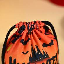 1/3pcs Halloween Drawstring Candy Gift Bags, Pumpkin Design, Lightweight And Reusable, Suitable For Party Favors, Holiday Decor Or Themed Events, Practical Tote Bag For Christmas, Halloween, Easter Party Gifts And Packaging - Multicolor - View 5