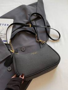 Túi đeo vai nữ thời trang cổ điển, đa chức năng, chất liệu PU chống thấm nước, thiết kế kiểu Pháp, túi đeo vai nữ sành điệu, túi xách tay, thích hợp cho mua sắm, đi làm, đi chơi, dự tiệc và các hoạt động khác. - màu đen - Xem 6