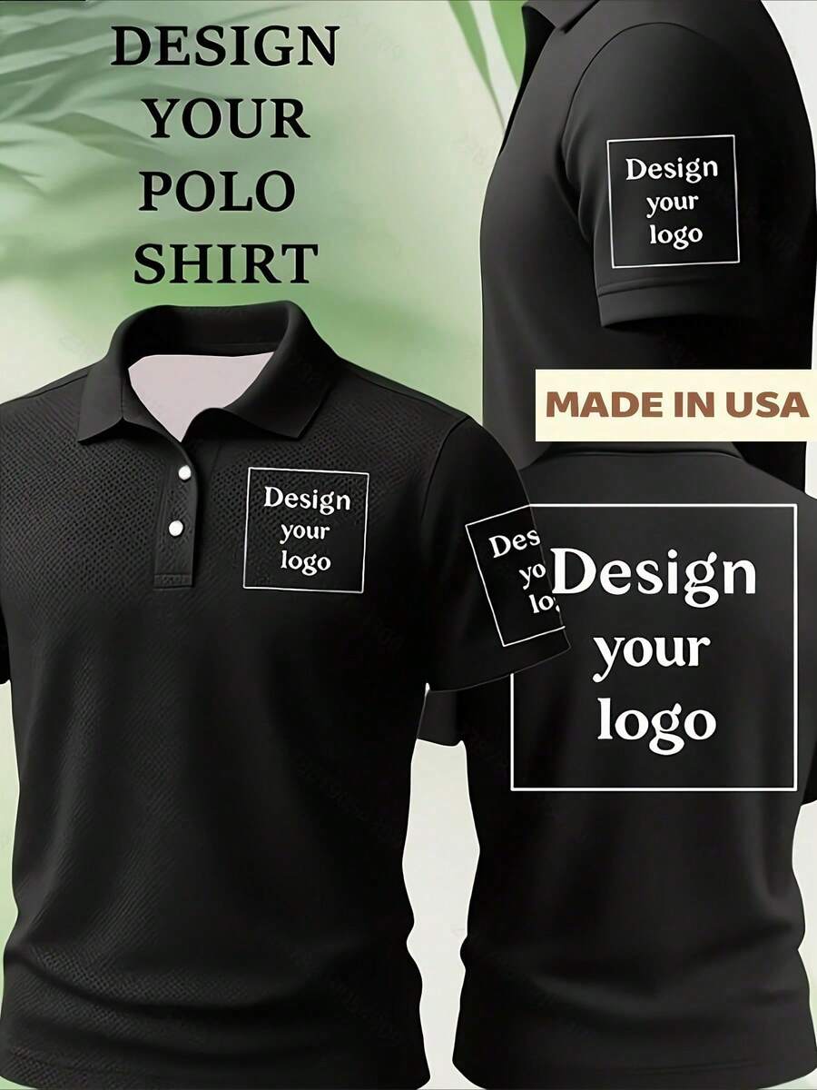 Men's Customized Casual Polo Shirt - Black - View 1