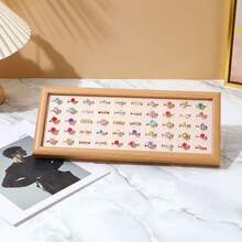 1pc/2pcs Vintage Ring Tray, Creative Walnut Color Ring Earring Display Stand - 35X14X3 Wooden Jewelry Tray - View 6