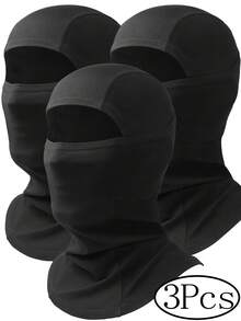 3Pcs/1pc Unisex All-Season Balaclava Ski Mask - Black & White Windproof Double-Layer Face Mask For Skiing & Cycling - Thermal Cold Weather Protection, Breathable Polyester Fabric, Sporty Outdoor Full Head Cover - Multi-Purpose For Spring, Summer, Fall & Winter