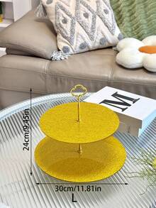 1pc Gold Acrylic Sunflower Bead Tray, European Style Food Plate For Home Gatherings - Golden Acrylic Sheet Golden Sunflower String Plate - View 4