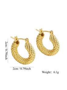 Charm-In 镀金扭绳耳环，女士款 - 质感十足的个性饰品，适合日常穿搭和派对场合，是送给她的完美礼物 - 金色 - 查看 5