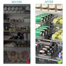 Organizador para frigorífico dosificador dispensador de latas para frigorífico dispensador de bebidas 250 ml 330 ml cerveza soda pop cans almacenamiento despensa organización - Transparente - Ver 2