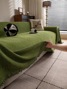 1件装雪尼尔现代防滑沙发套，简约时尚沙发毯，靠垫套，适用于沙发、桌布、野餐垫、卧室、客厅、办公室，菱形图案 - 綠色 - 查看 6