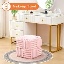 Reposapiés otomano de piel sintética de 15.pulgadas, taburete cuadrado de cambiador, no requiere montaje, asiento acolchado suave para recámara, sala de estar, entrada (rosa) - Rosa - Ver 6