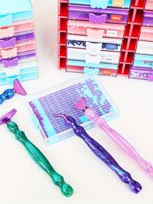 全新钻石画画笔配件工具套装，包含1支钻石画树脂笔和1个多功能金属/塑料螺纹多位置笔尖，适用于DIY钻石画。