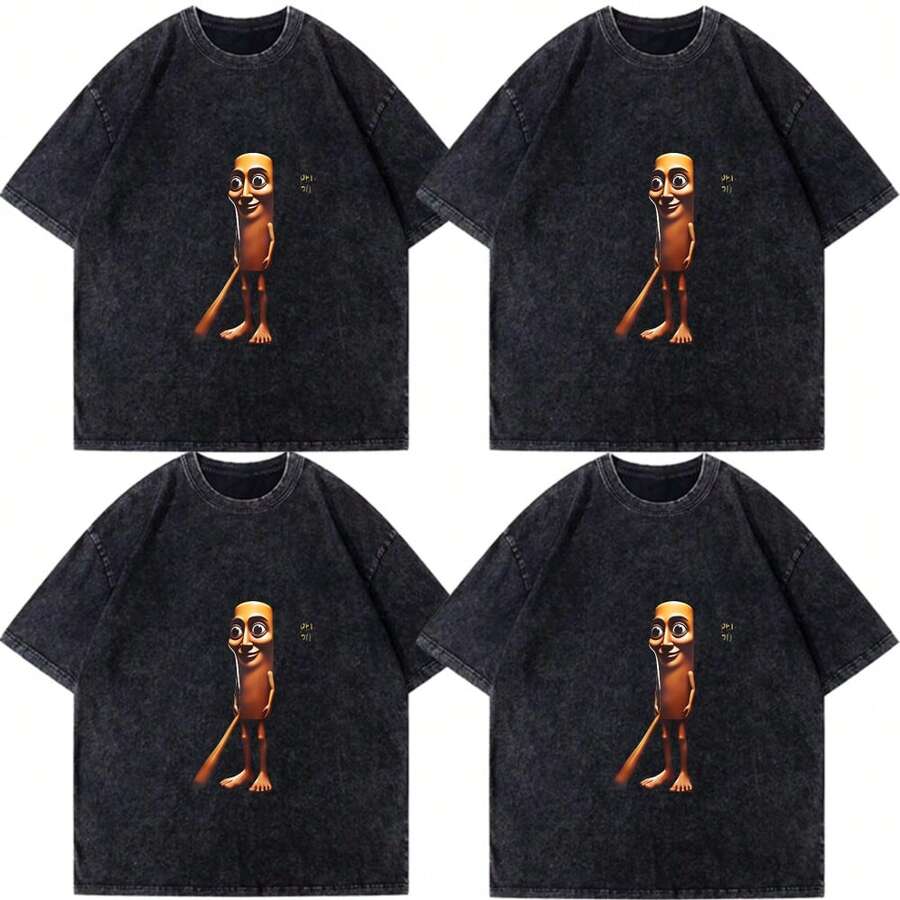 Camiseta de béisbol divertida Tung Tung Tung Sahur, camiseta de estética masculina, ropa de calle, camisetas casuales de humor de manga corta para hombres y mujeres, disponible en 5 tallas, adecuada para todas las estaciones, ropa deportiva lavable, casual multiusos para mujeres - Negro - Ver 1