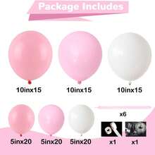 Juego de 113 piezas de arco de globos con temática de lazo rosa, incluye globos de látex rosa, blanco y largos. Perfecto para fiestas de cumpleaños, baby showers, bodas, despedidas de soltera y decoraciones de fiestas con temática de princesa. - Multicolor - Ver 3