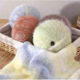 3 st/75g set oljemålningsmohairgarn lång lugg garn plyschull grovt stickgarn handstickningsgarn - fin ull handstickad oljemålningsstil mohair för stickad sjal, kappa, ullsmycken, mössa, halsduk, tröja