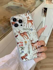 1 pièce Étui de téléphone TPU épais et transparent anti-chute avec peinture UV, avec des designs floraux, animaux et de cerfs, compatible avec 17/17 Air/17 Pro/17 Pro Max, 16/16 Plus/16 Pro/16 Pro Max, 15/15 Plus/15 Pro/15 Pro Max, Galaxy S25 Ultra, S24 Ultra, S22, S21 Ultra, S21 FE 5G, S23, S23+, S23 Ultra, S24 Série. Fournit une protection de l'objectif et peut être utilisé comme un couvercle de protection, convient comme cadeau pour le Nouvel An, Noël, Halloween ou la Saint-Valentin. - Multicolore - Voir 2