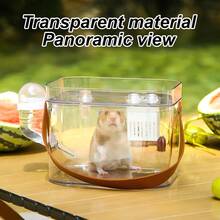 1 Set High Transparency Super Clear Breathable Bird Hamster Cage, Portable Travel Cage With Water Bottle And Care Strap, Panoramic Travel Bag, Small Pet Cage Suitable For Parakeets, Fancy Hamsters, Canaries And Other Small Animals And Birds