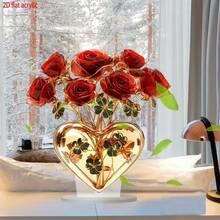 Adorno acrílico con corazón y rosa - Perfecto para el Día de San Valentín, decoración del hogar, oficina y cafetería, sin necesidad de energía, decoración de San Valentín