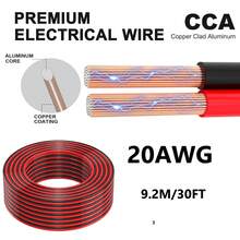 18 AWG 柔性低压 PVC 铜包铝延长线，双芯红黑线，可选长度 16.4 英尺/30 英尺/50 英尺/100 英尺，适用于音箱、LED 灯条、汽车、12V/24V 直流电源 - 紅黑 - 查看 13