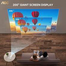 AOC Mini Projector: WiFi & Bluetooth Connectivity With Ultra-Portable Design & Full HD 4K Resolution Support - Perfect For Home & Mobile Entertainment With 180° Rotation Adjustment, 7000 Lumen High Brightness, Auto Keystone Correction & Smart Home Integration - 查看 5