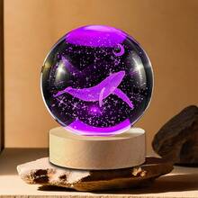 3D Whale Crystal Ball Night Light - Universe Theme Atmosphere Lamp, USB Powered, Bedside Decor, Suitable For Wedding, Anniversary And Other Special Occasions, Universe Night Light, Whale Shape, Durable Glass Material, Whale Decor