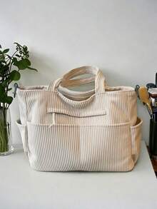 1个多色笔记本电脑单肩包，休闲手提包，适合上学/办公，多功能学生/商务公文包，轻便大容量，适合送礼，灯芯绒材质 - 彩色 - 查看 6