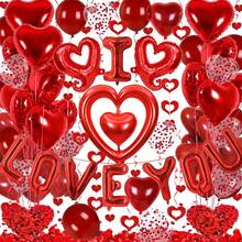 Juego de globos de San Valentín con forma de pétalos de corazón y letras, decoración para propuestas de matrimonio y fiestas. - Rojo - Ver 3