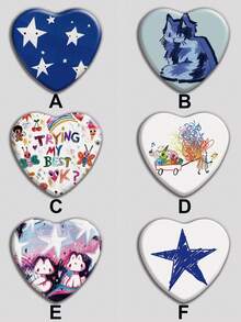 心形徽章，经典时尚徽章/胸针，2D平面设计，高品质金属配件，适合装饰衣服、帽子、背包，是送给朋友、同学、同事和爱人的理想新奇礼物。 - 彩色 - 查看 2