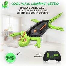 1个反重力攀墙机器人，强力吸盘，360°旋转+LED灯，双遥控模式，科幻风格儿童玩具。请勿撕下背面的白色纸膜或堵塞通风口，否则可能会影响攀墙能力。