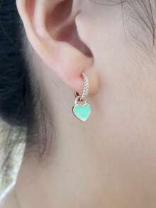 Heart Drop Earrings Valentines,Mom,Mother,Mother's Day,Earwire - Pink - View 3