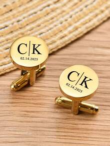 1 Cặp Khuy măng sét cưới tùy chỉnh, có thể khắc chữ cái đầu tên của cô dâu chú rể, Khuy măng sét hình tròn và vuông hình học, Chất liệu thép không gỉ, Có thể khắc chữ cái đầu tên và ngày đặc biệt của bạn, Vật phẩm cưới, Phụ kiện cưới, Trang trí cưới, Sản phẩm tùy chỉnh, Quà Giáng sinh, Trang trí Halloween, Quà kỷ niệm, Khuy măng sét đôi, Khuy măng sét phù rể thanh lịch, Phụ kiện kỷ niệm thời trang dành cho nam giới, Quà tặng cá nhân hóa - Nhiều màu - Xem 3