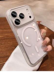1个金属边框摄像头保护透明磁吸手机壳，兼容 17 Pro Max Air 16 15 14 13 12 Pro Max，支持无线充电，透明保护套 - 白色 - 查看 2