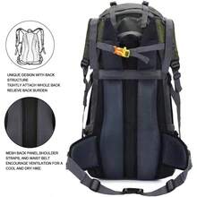 Bseash 60L Waterproof Hiking Camping Backpack With Rain Cover Large Outdoor Sport Travel Daypack Rucksack For Climbing - 軍綠色 - 查看 6