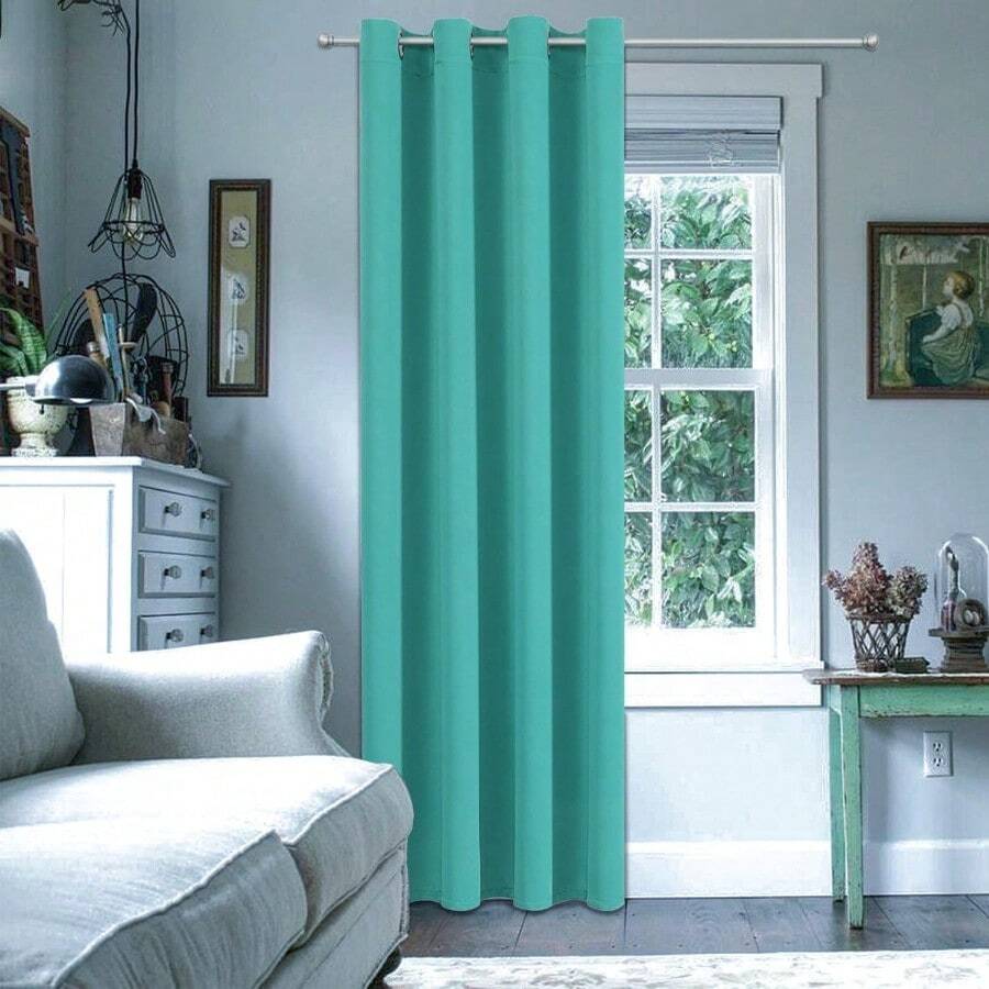 NANWEI Cortinas Blackout con Aislamiento Térmico para Estar Recámara Ventana con Ojales en la Parte Superior Suave 100% Poliéster Tela Impermeable Reducción Ruido 1 Paneles Verde 52" x 84" - Verde - Ver 1