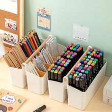Large Plastic Portable Storage Box With Handle And Adjustable Dividers, Suitable For Storing Art Supplies, Crafts, Colored Pencils, Cosmetics, Etc. - Multicolor - View 3