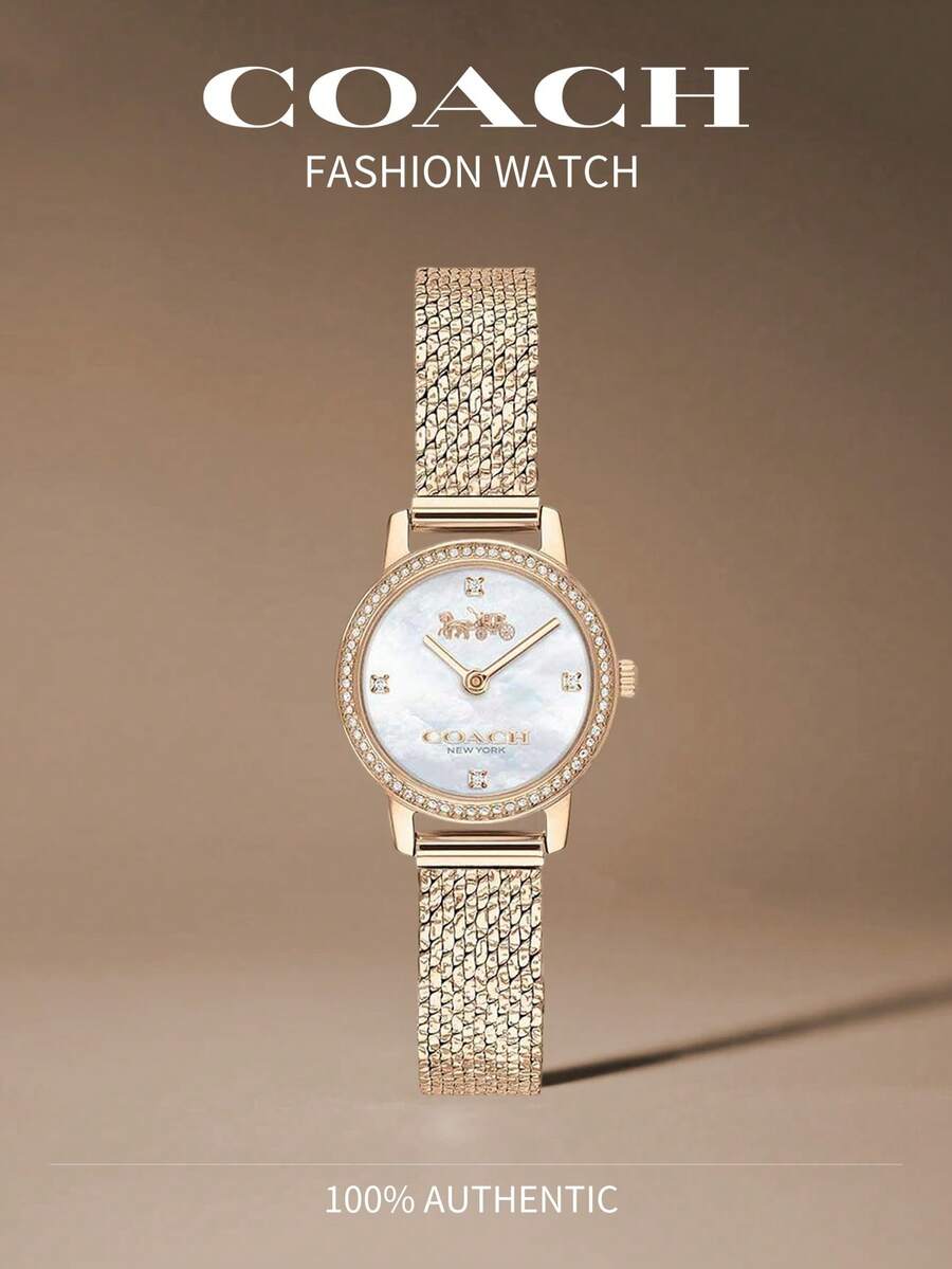 Coach 22毫米奥黛丽女士石英模拟手链腕表，不锈钢表带，奢华休闲礼品腕表