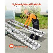 Loading Ramps, 2 Pcs 94 X 15 In, Durable Aluminum And Heavy-Duty Trailer Ramp Set With 16 Anti-Slip Plates, 6000 Lbs Combined Capacity, For Carts, Farm Tractors, ATVs, Lawn Mowers, Motorcycles - 94 X 15 In - View 6