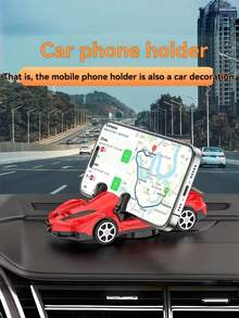 1 pieza Soporte de teléfono giratorio multicolor para el tablero - Diseño de coche deportivo Soporte de manos libres ajustable, se adapta a todos los interiores de vehículos, material resistente estilo deportivo - Soporte giratorio para teléfono en el tablero - Ver 2