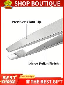 1pc Stainless Steel Slanted Tweezers - Professional Beauty & Craft Tool - Multicolor - View 4