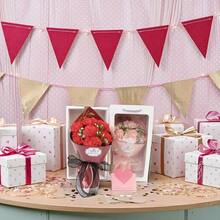 Ramo de Claveles con Lazo en Caja de Regalo Floral Romántico para Día de la Madre cumpleaños y Aniversarios Ideal Decoración del Hogar Bodas y Celebraciones. Rosa - Rosa - Ver 8