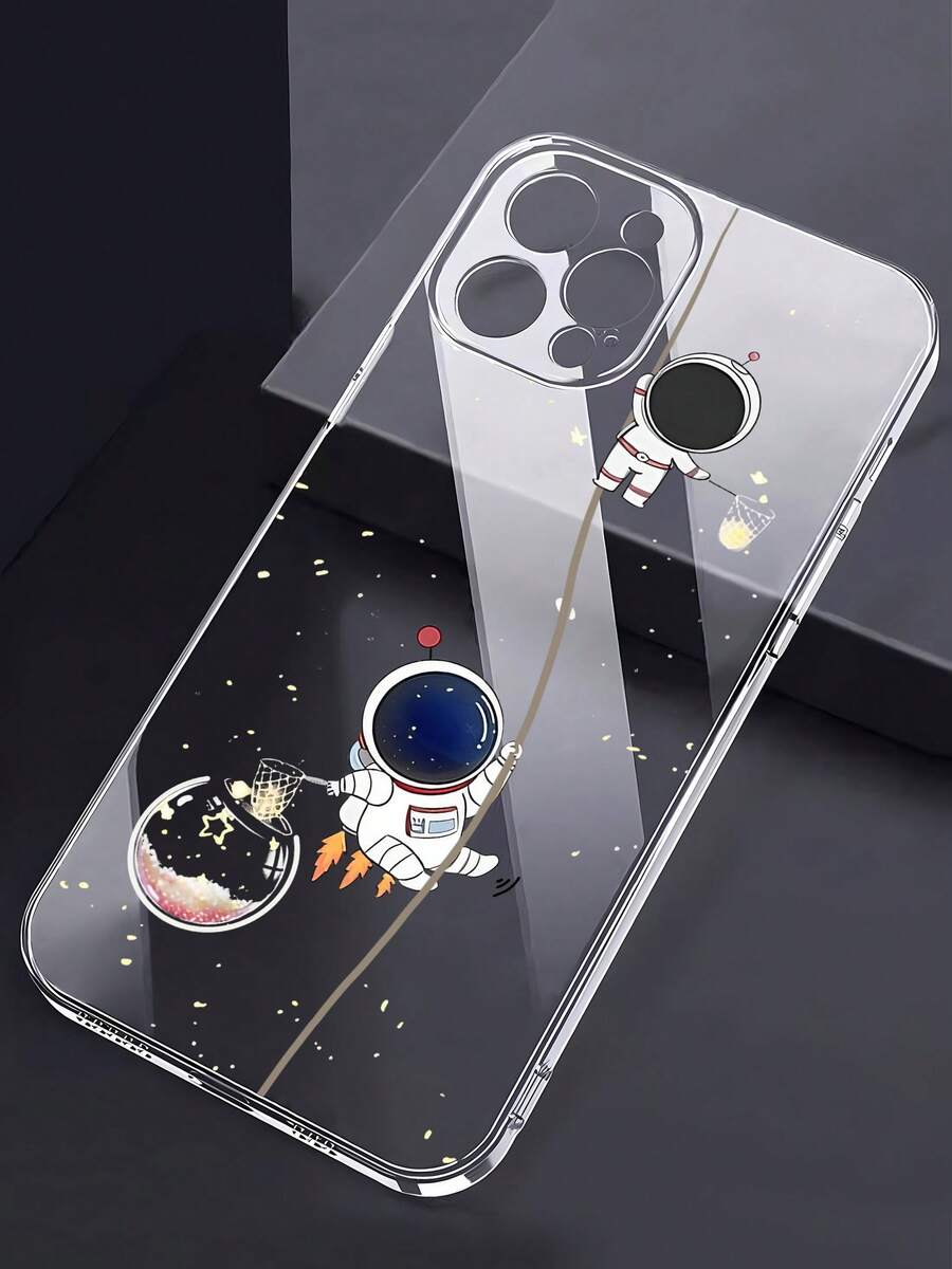 Bonita funda con diseño de astronautas y amigos del espacio, compatible con iPhone 16, 15, 14 Pro Max, 13, 12, 11, XR y XS Plus. Fabricada en silicona TPU, ofrece protección contra golpes y caídas, además de una excelente sensación al tacto. Es el regalo perfecto para familiares, amigos y seres queridos. - transparente - Ver 1