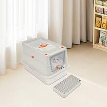 YUNRUX Stainless Steel Cat Litter Box, Large Cat Litter Box For Large Cats, Cat Litter Box With High Sides - Black - View 8