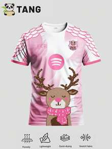 巴塞罗那足球俱乐部卡通驯鹿特别版足球卫衣，舒适圆领运动上衣，适合比赛、足球训练、休闲和假日穿着，也是一份不错的礼物。 - 淺粉色 - 查看 2