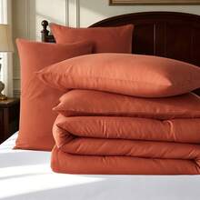2/3pcs Fashionable Simple Bed Comforter Set(1 Comforter + 1/2 Pillowcases), 100% Polyester Soft Comfortable And Durable Winter Bedding Set,All-Season, Warm Room Decor, Holiday Gift,Christmas Gift - Burnt Orange-BZ76 - 查看 6