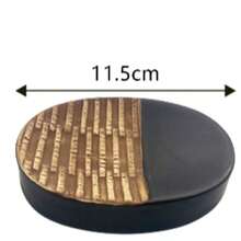 Conjunto de acessórios para banheiro, incluindo frasco de loção de cerâmica, porta-escova de dentes, copo, saboneteira e organizador de banheiro. - Camelo - Ver 5