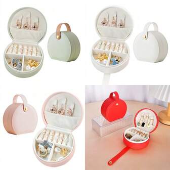 10*10*5CM 1 pieza Caja de almacenamiento de joyas portátil clásica Caja de regalo para pendientes, collares y anillos Caja de embalaje de joyas Rejilla cruzada desmontable Estuche de transporte