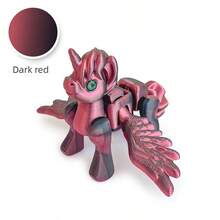 3D Printed Rainbow Pony Toy, Designed For Year Of The Horse, Cute Design, Made Of PLA Material, Wings And Joints Are Movable, Stress Relief Ornament, Toy, Rainbow Unicorn Stress Relief Toy