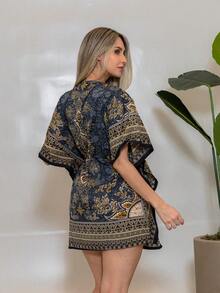 KIARA BRAZIL Women's Kaftan Style Boho Dress Ideal For Beach, Resort And Casual Looks - 25104 - Xám - Xem 4